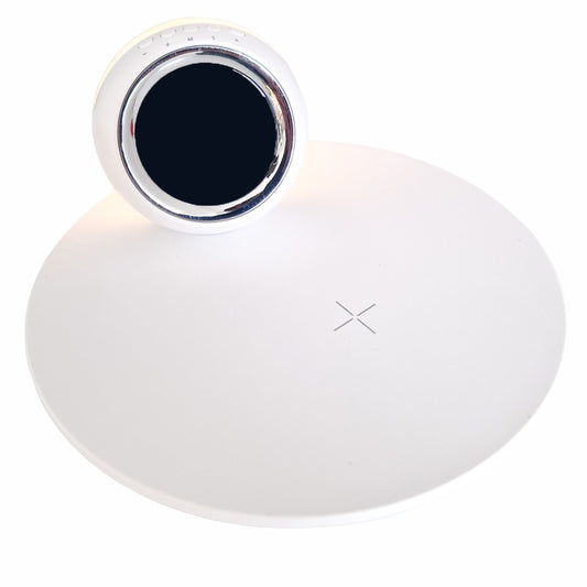 Incarcator wireless cu ceas incorporat si lumina de veghe, Naimeed D6066, Alb, 180x80x180mm