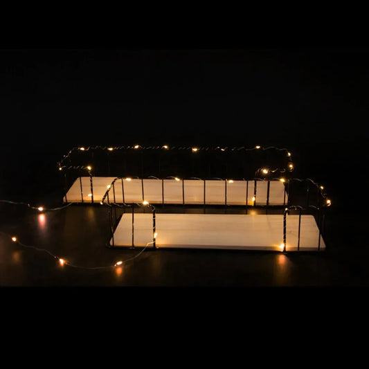Set 2 Etajere Suspendate, Luminite Led, Negru, Naimeed D61N, 44.5x13x7.5 cm - 221.ro