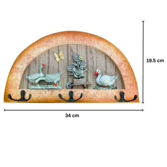 Cuier decorativ cu 3 carlige duble, Naimeed D61-2, 34x19.5x1 cm, Maro - 221.ro