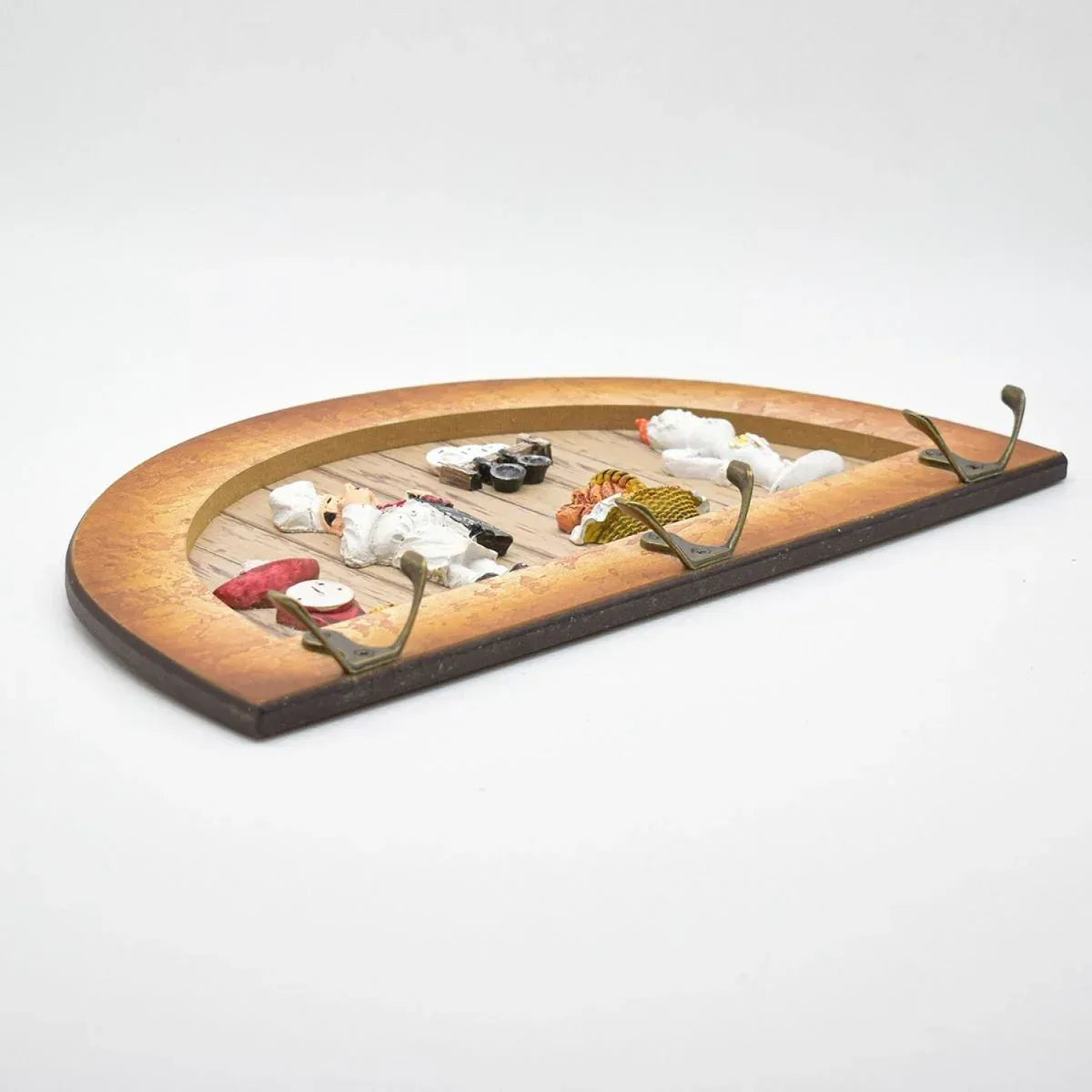 Cuier decorativ cu 3 carlige duble, Naimeed D61-5, 34x19.5x1 cm, Maro - 221.ro