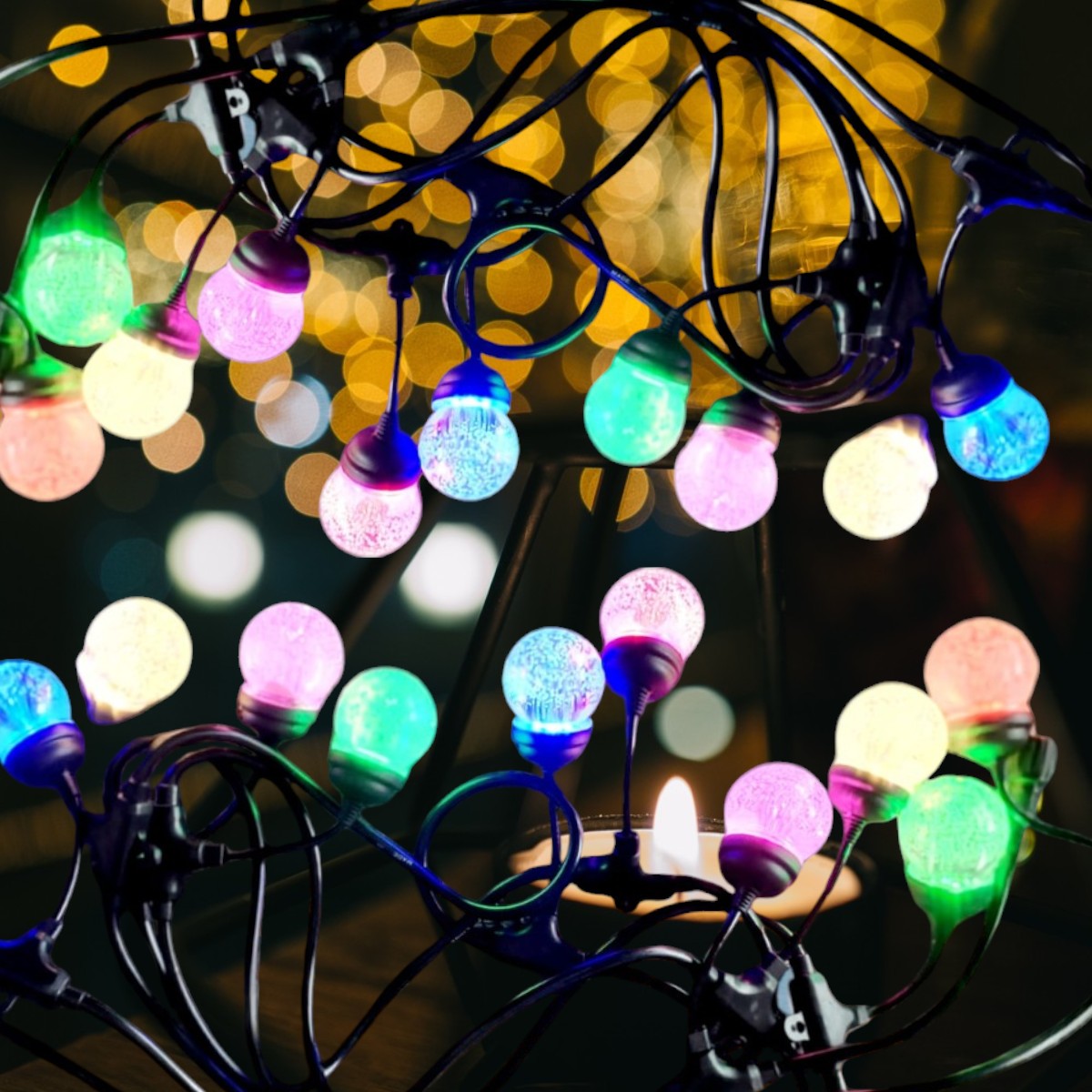 Ghirlanda luminoasa, solara, decorativa, interconectabila, Naimeed D6100, 5m, 10 Becuri LED, Lumina Multicolor