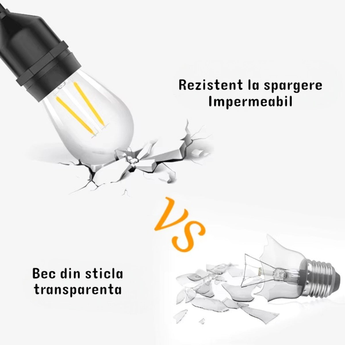 Set 10 becuri LED E27, doua filamente 2W, 220V, pentru ghirlanda, Naimeed D6130, Lumina Alb Cald