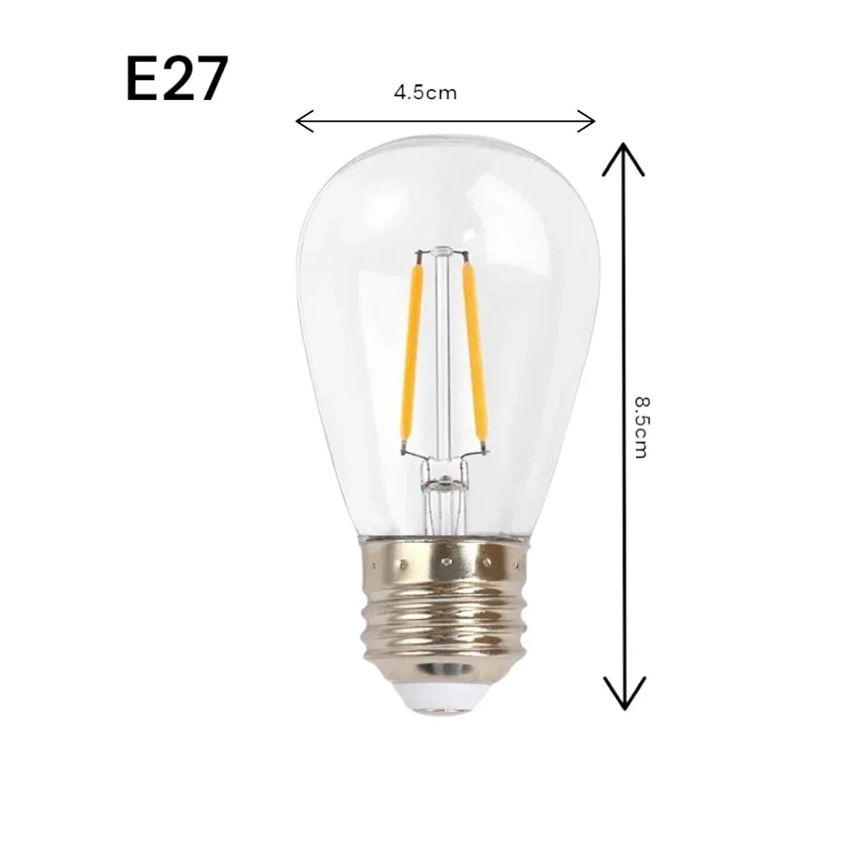 Set 10 becuri LED E27, doua filamente 2W, 220V, pentru ghirlanda, Naimeed D6130, Lumina Alb Cald - 221.ro
