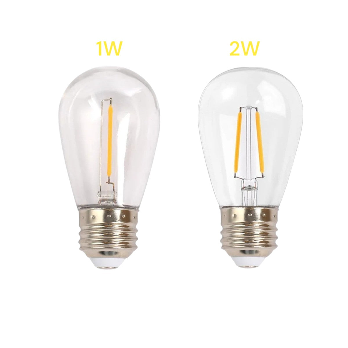 Set 10 becuri LED E27, doua filamente 2W, 220V, pentru ghirlanda, Naimeed D6130, Lumina Alb Cald