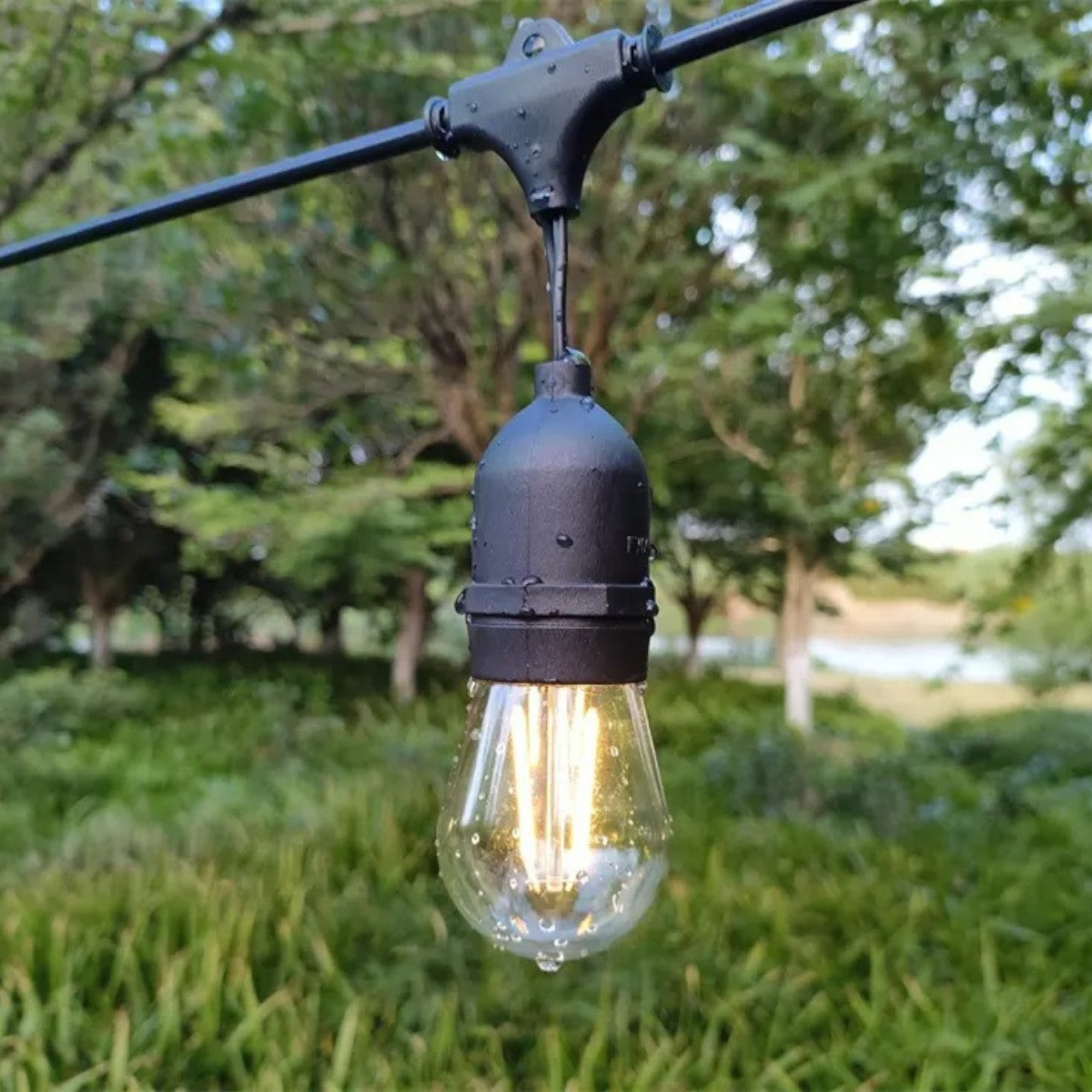 Set 10 becuri LED E27, doua filamente 2W, 220V, pentru ghirlanda, Naimeed D6130, Lumina Alb Cald