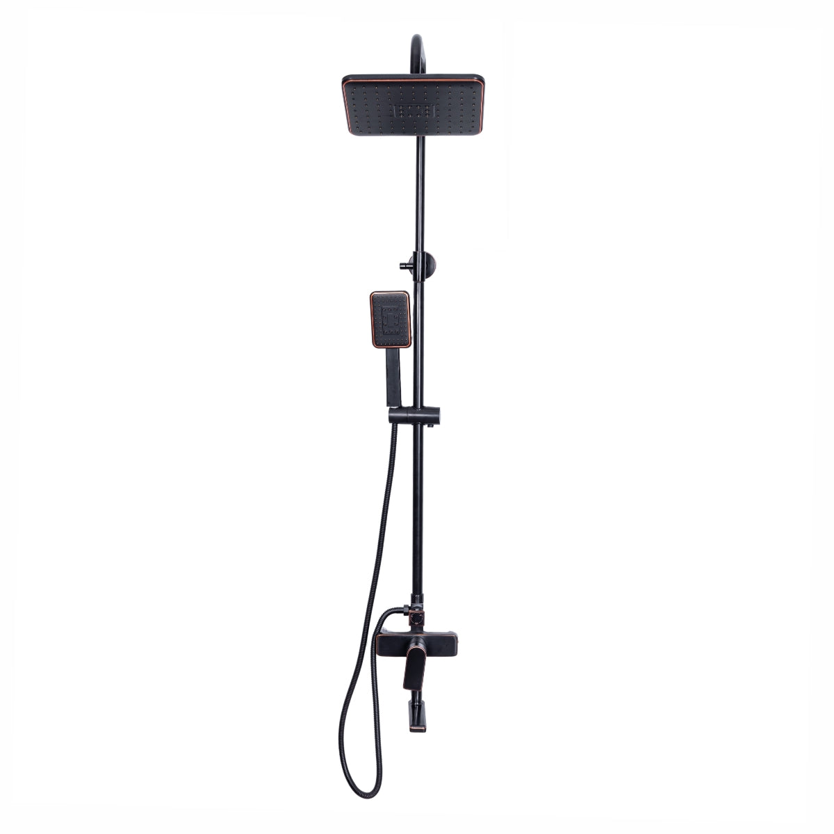 Coloana de dus, cu para fixa si para mobila, Naimeed D6137, 3 functii, otel inoxidabil, Negru