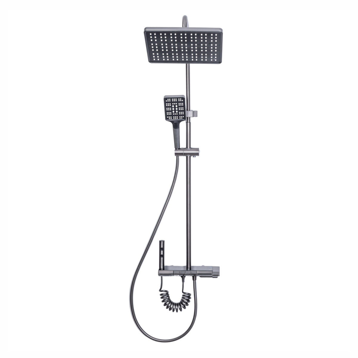 Coloana de dus, cu para fixa si para mobila, Naimeed D6138, 4 functii, otel inoxidabil, Argintiu