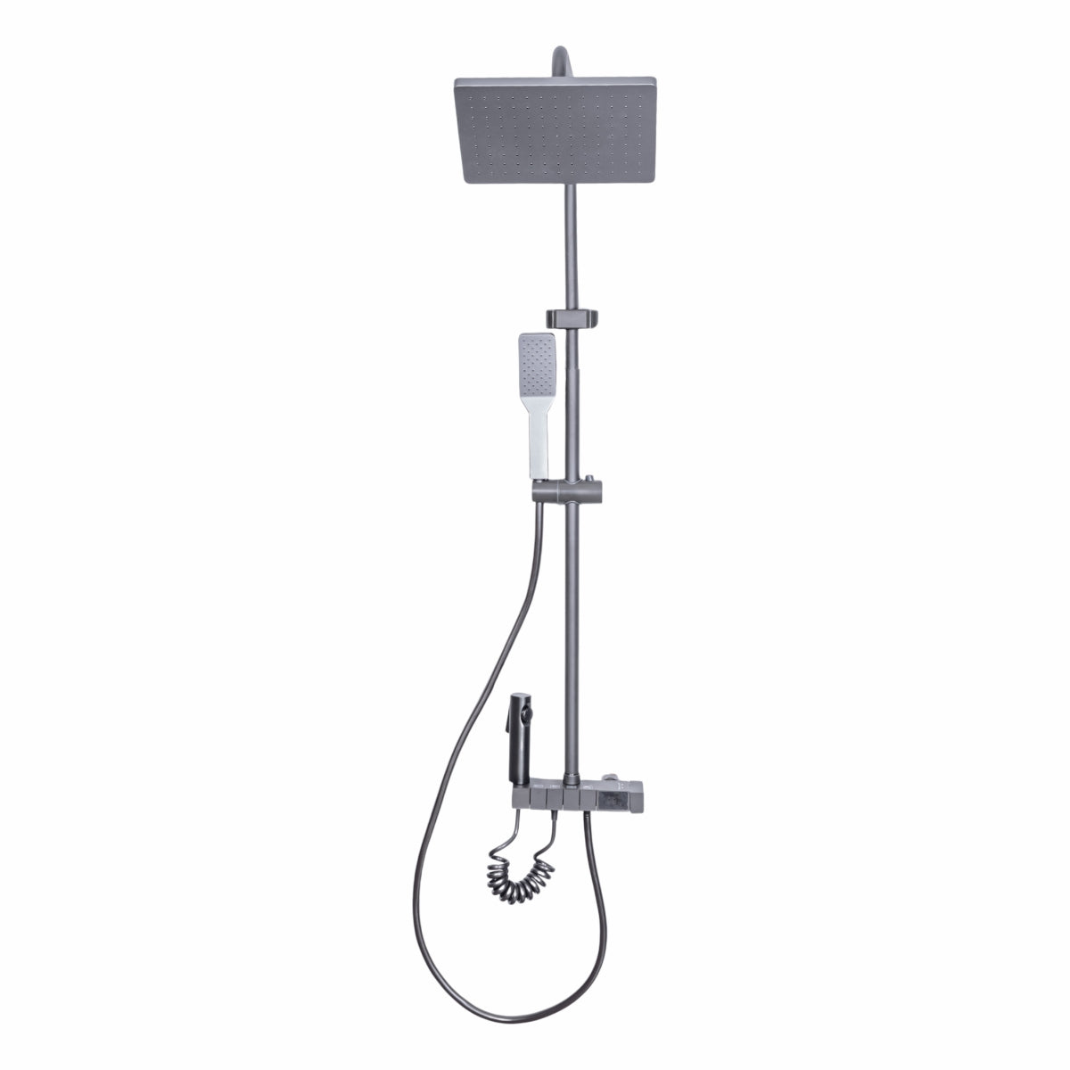 Coloana de dus, cu para fixa si para mobila, Naimeed D6142, 4 functii, otel inoxidabil, Gri