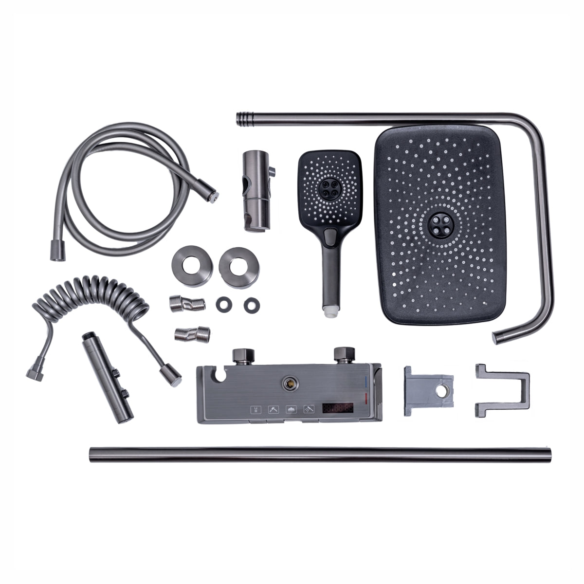 Coloana de dus, cu para fixa si para mobila, Naimeed D6143, 4 functii, otel inoxidabil, Argintiu