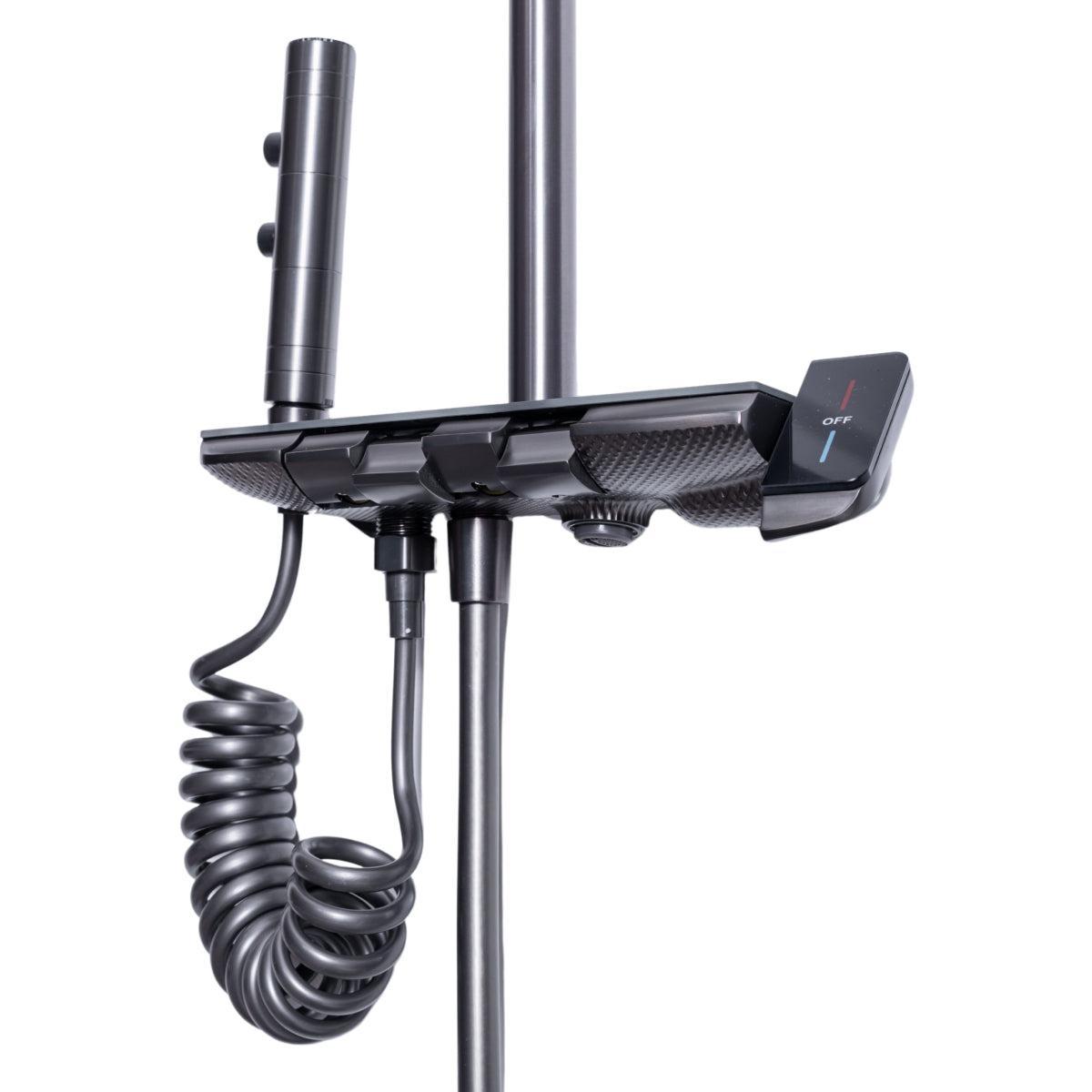 Coloana de dus, cu para fixa si para mobila, Naimeed D6144, 4 functii, otel inoxidabil, Argintiu