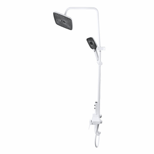 Coloana de dus, cu para fixa si para mobila, Naimeed D6149, 4 functii, otel inoxidabil, Alb