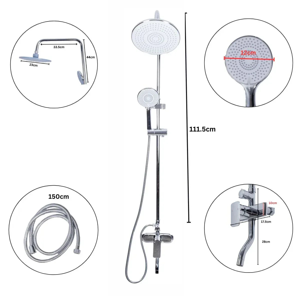 Coloana de dus, cu para fixa si para mobila, Naimeed D6152, 3 functii, otel inoxidabil, Argintiu - 221.ro