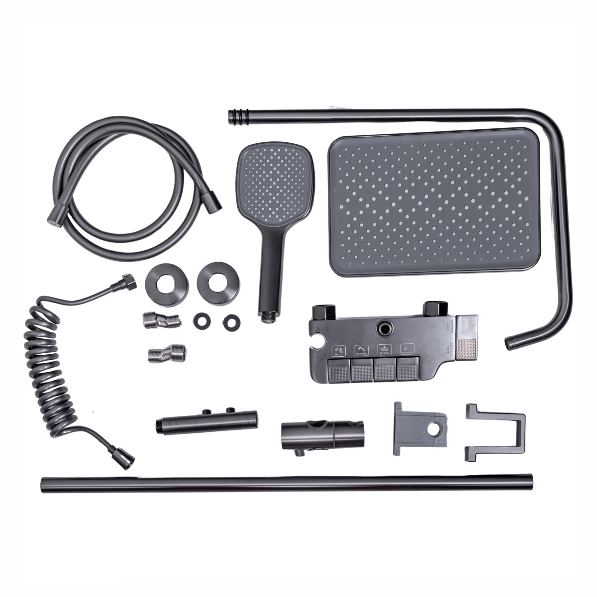 Coloana de dus, cu para fixa si para mobila, Naimeed D6157, 4 functii, otel inoxidabil, Gri