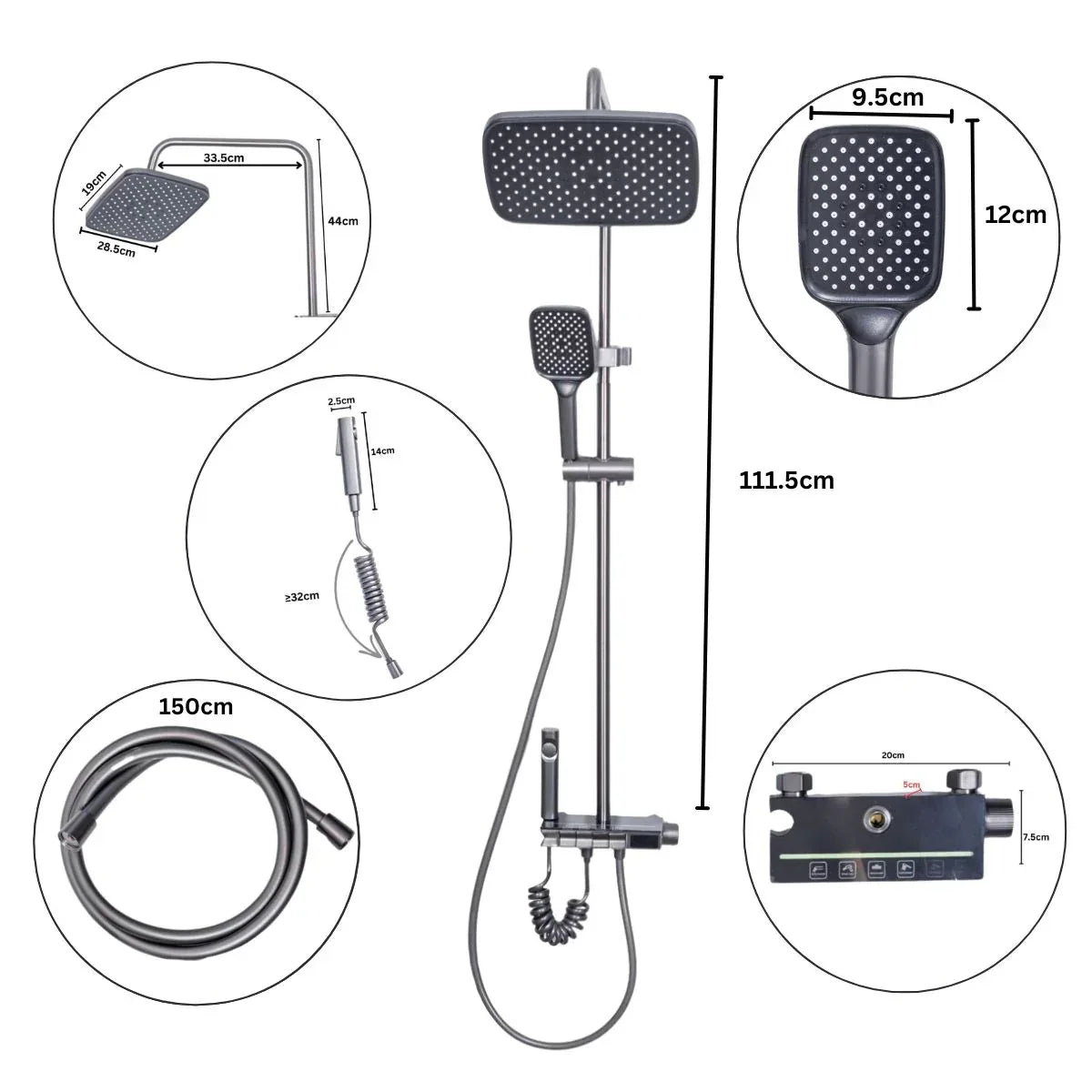 Coloana de dus, cu para fixa si para mobila, Naimeed D6159, 4 functii, otel inoxidabil, Argintiu - 221.ro