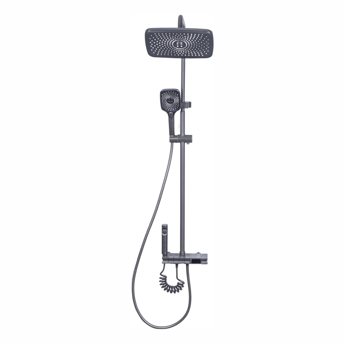 Coloana de dus, cu para fixa si para mobila, Naimeed D6160, 4 functii, otel inoxidabil, Gri