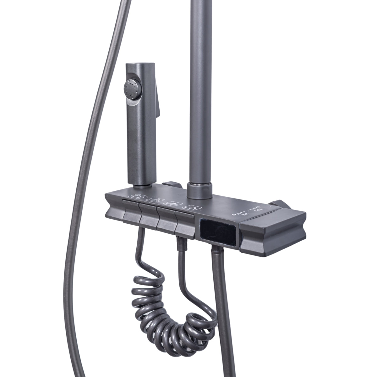 Coloana de dus, cu para fixa si para mobila, Naimeed D6160, 4 functii, otel inoxidabil, Gri