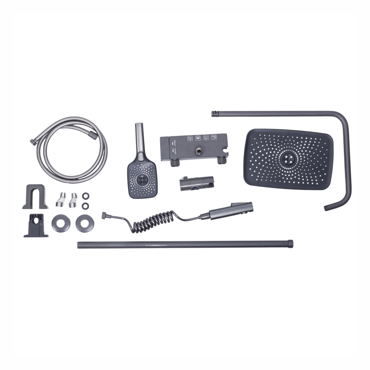 Coloana de dus, cu para fixa si para mobila, Naimeed D6160, 4 functii, otel inoxidabil, Gri
