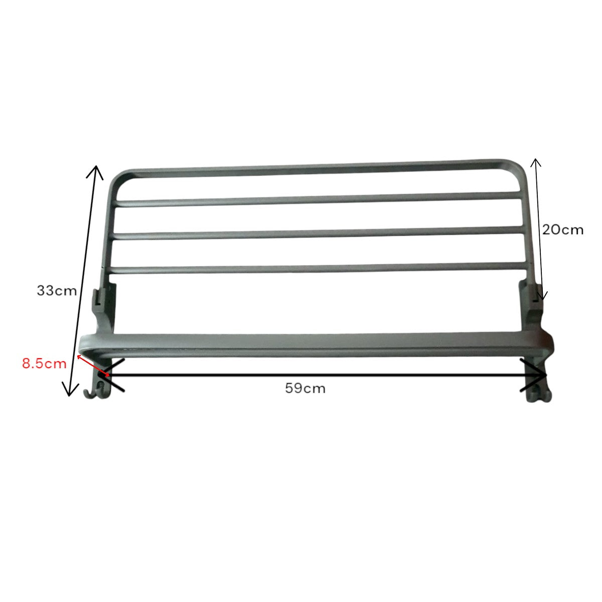 Suport multifunctional din aluminiu cu raft si carlige integrate, Naimeed D6163, Gri