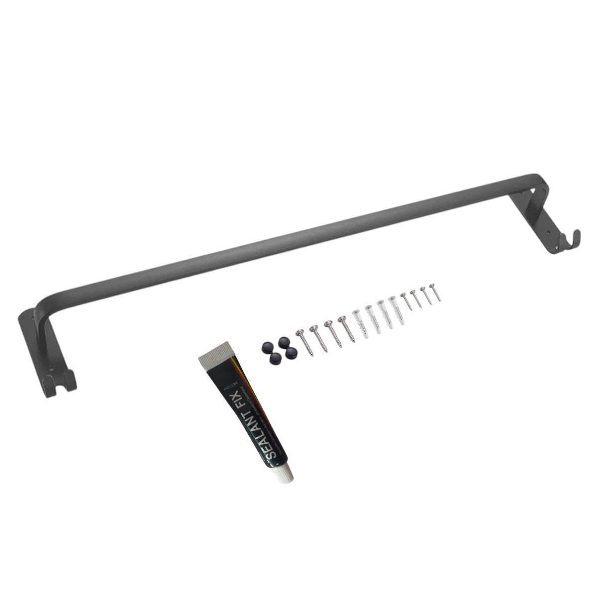 Suport prosoape din aluminiu cu carlige duble, Naimeed D6165, Gri