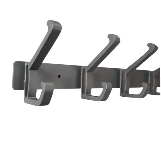 Cuier de perete modern cu 4 carlige duble, aluminiu, Naimeed D6167, Gri