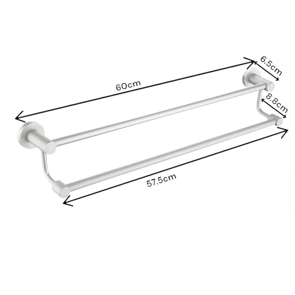 Suport dublu pentru prosoape, aluminiu, 60x12cm, Naimeed D6169, Argintiu