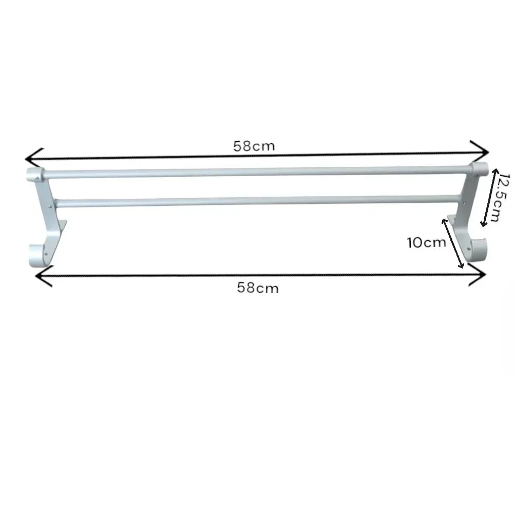 Suport dublu pentru prosoape, aluminiu, 58x12.5cm, Naimeed D6170, Argintiu - 221.ro