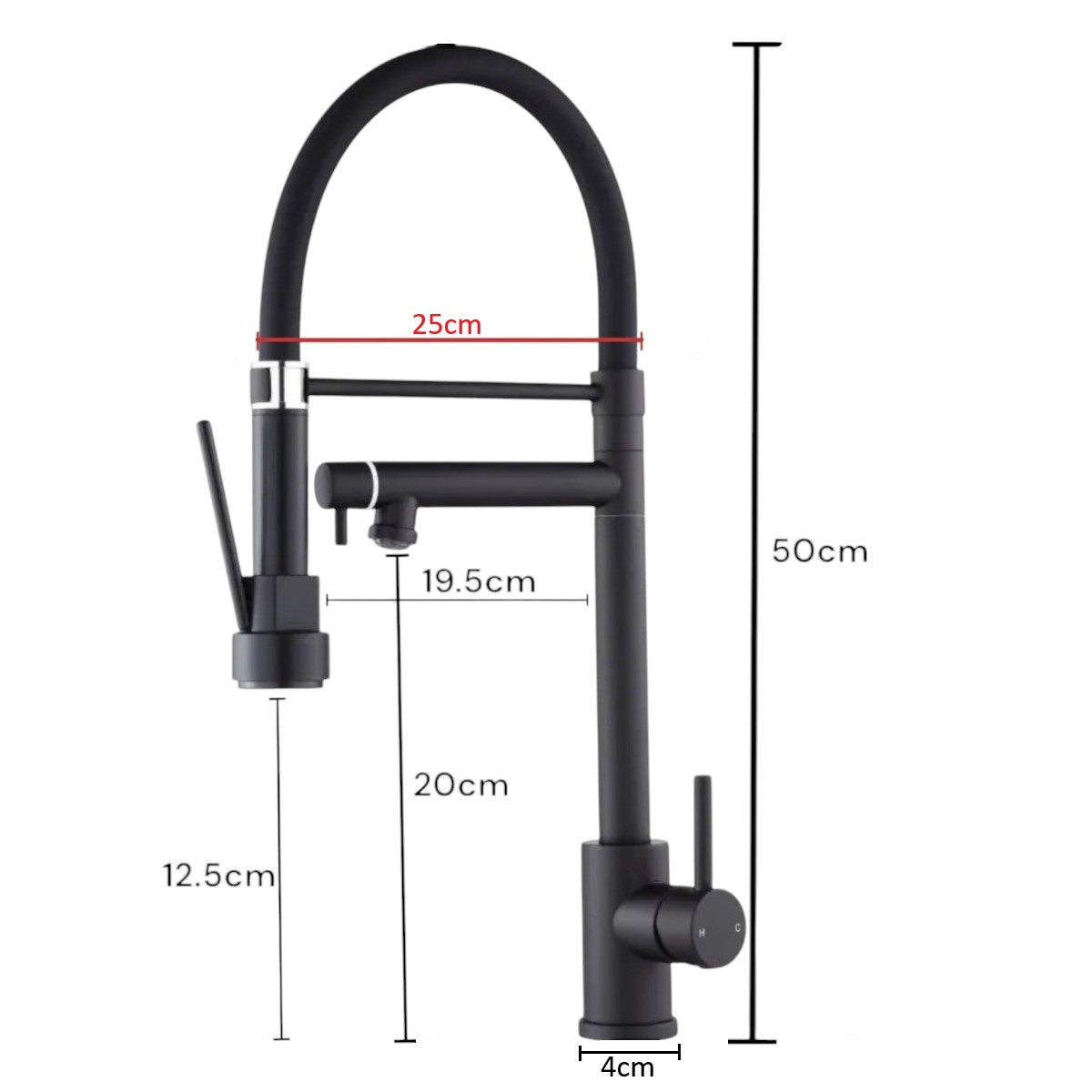 Baterie chiuveta de bucatarie, rotire 360°, multifunctionala, cu design modern si furtun flexibil, Naimeed D6180, Negru - 221.ro