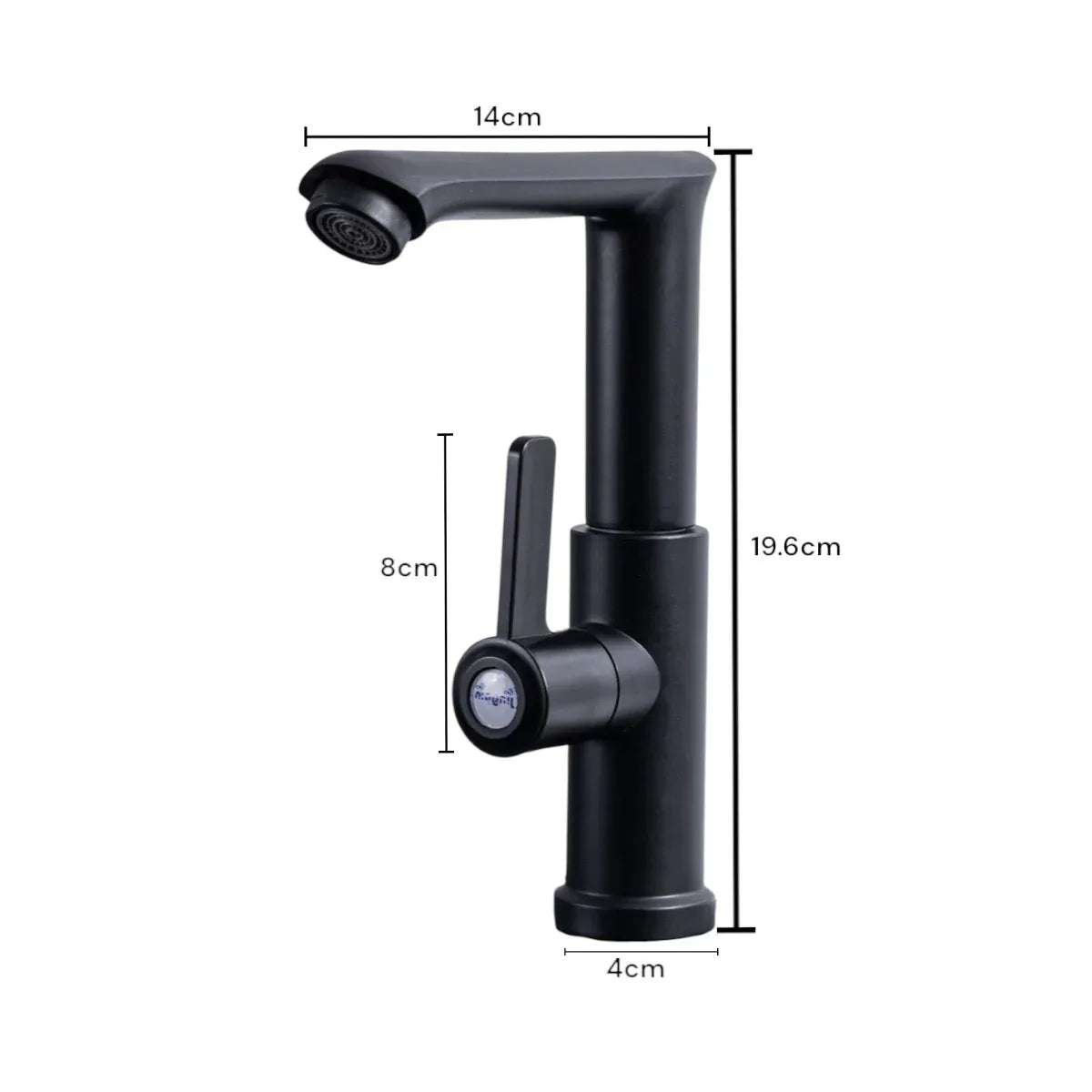 Baterie chiuveta pentru o singura alimentare cu apa, (cald sau rece), design modern, Naimeed D6184, Negru mat - 221.ro