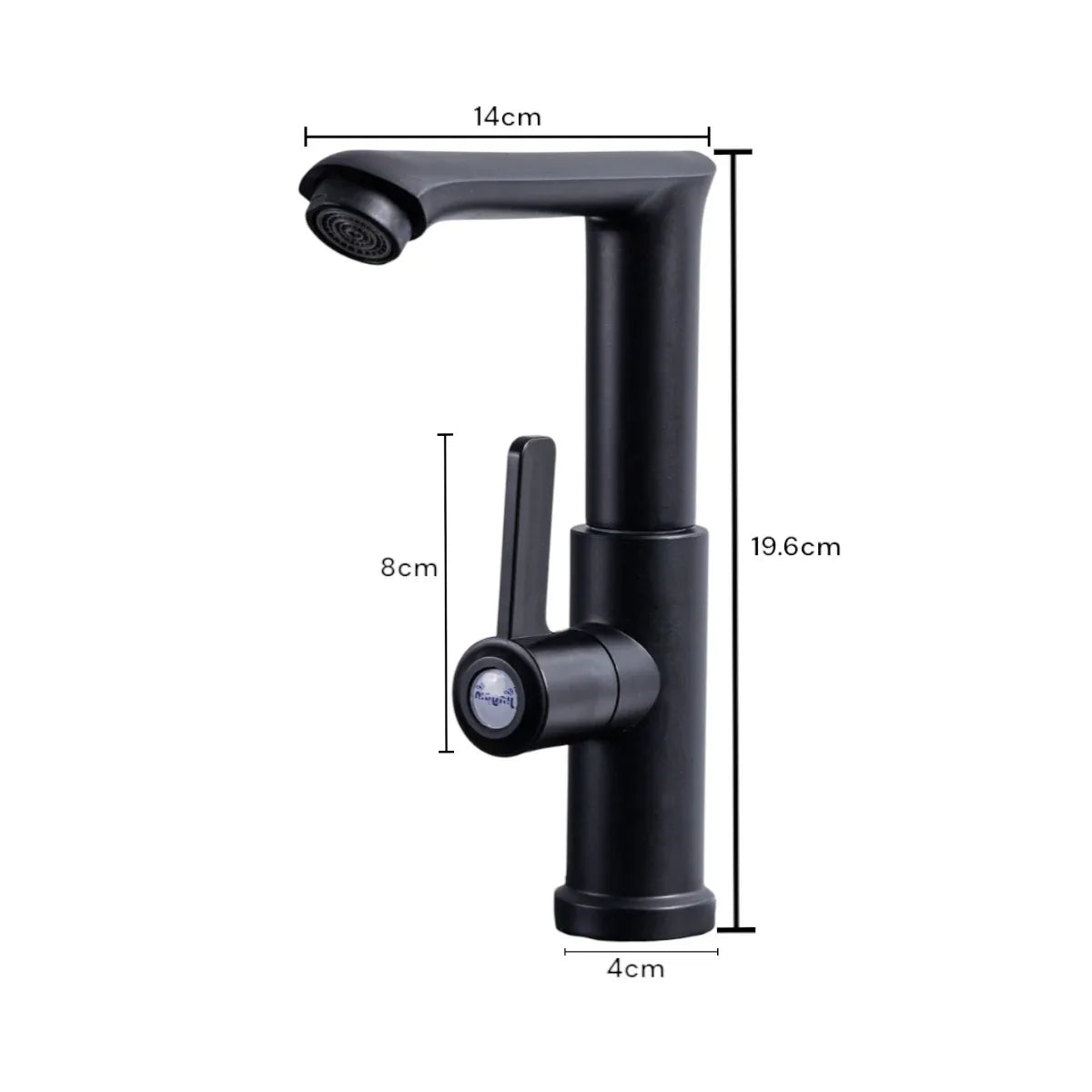 Baterie chiuveta pentru o singura alimentare cu apa, (cald sau rece), design modern, Naimeed D6184, Negru mat - 221.ro