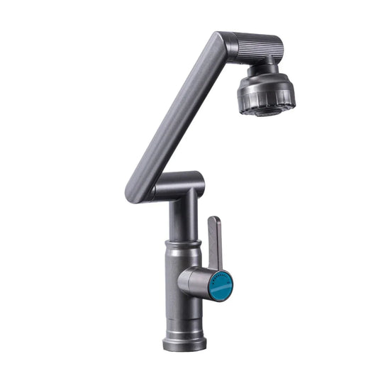Baterie chiuveta pentru o singura alimentare cu apa, (cald sau rece), rotire 360°, multifunctionala, cu design modern, Naimeed D6186, Gri - 221.ro