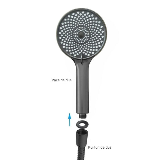 Para de dus universala, 3 functii de Jet, Naimeed D6188, 25.5x12.5cm, diametru 25cm, Gri