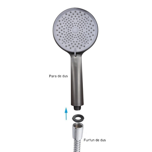 Para de dus universala, 3 functii de Jet, Naimeed D6191, lungime 26.5x12cm, diametru 24cm, Gri