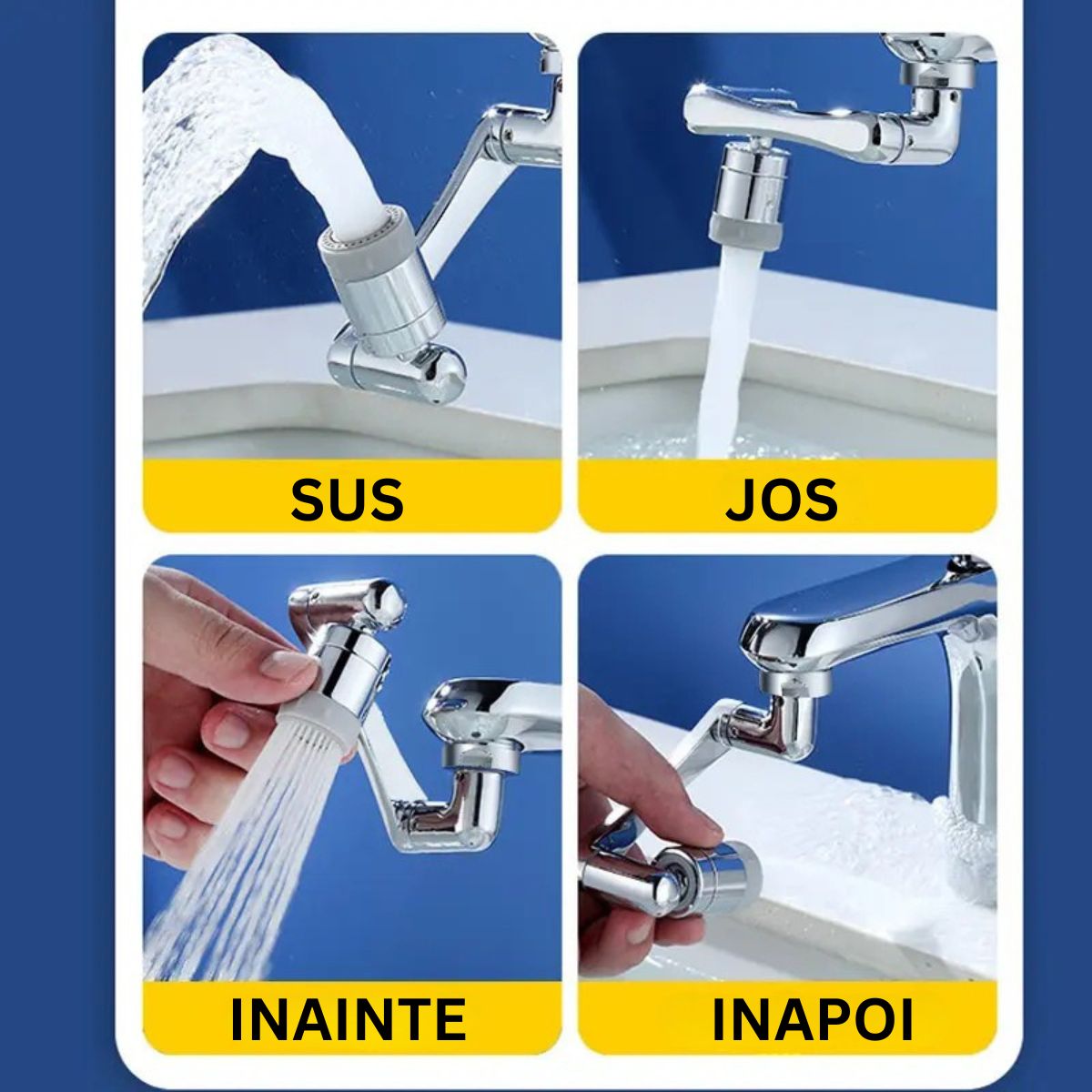 Extensie pivotanta pentru robinet, 2 moduri de pulverizare, Naimeed D6192, Argintiu