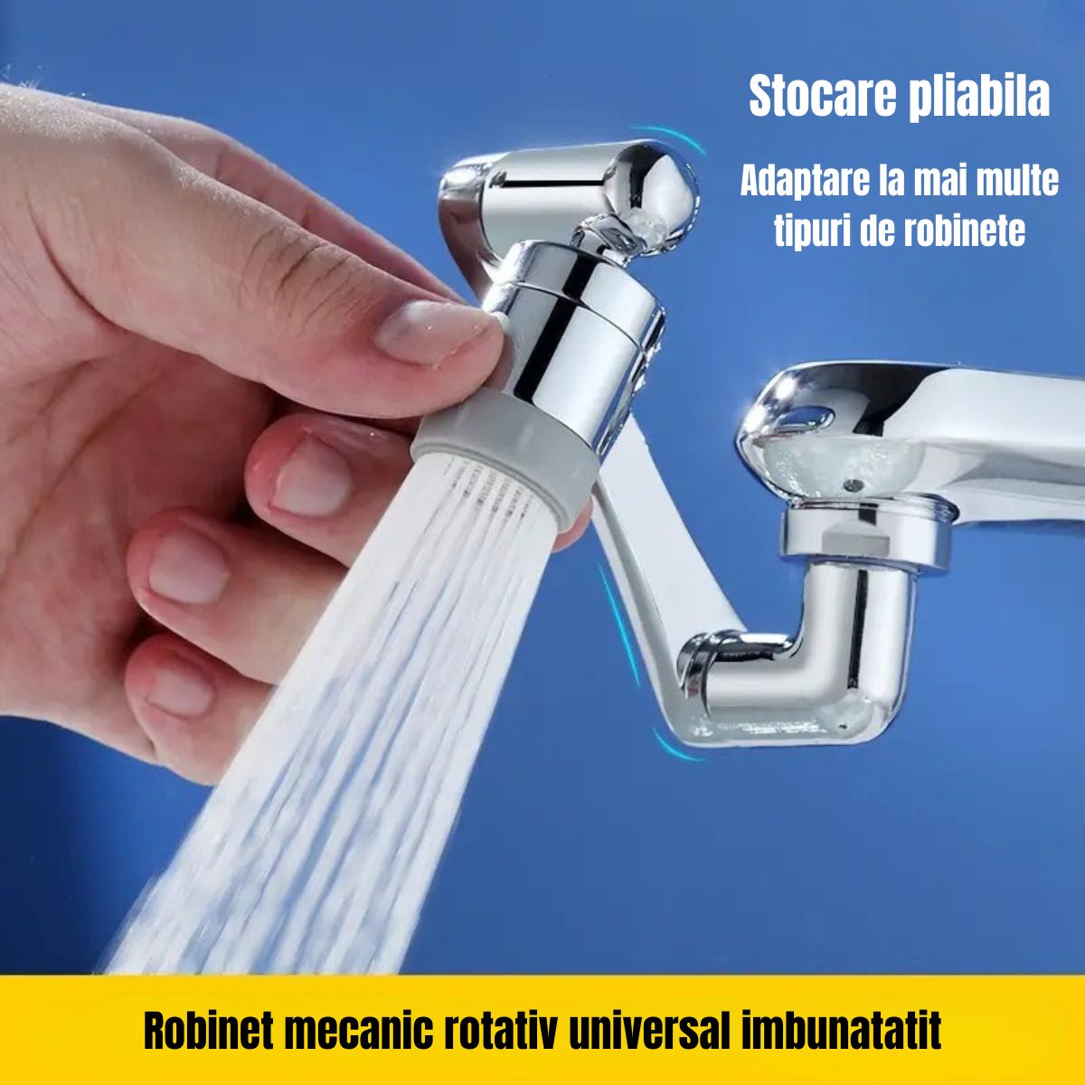 Extensie pivotanta pentru robinet, 2 moduri de pulverizare, Naimeed D6192, Argintiu