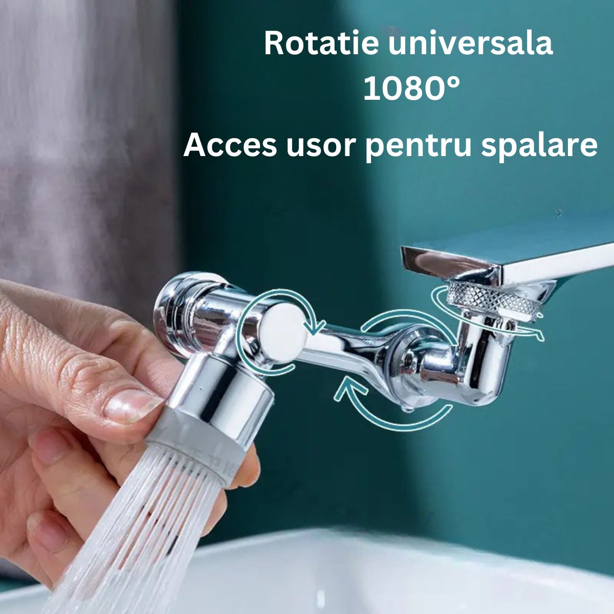 Extensie pivotanta pentru robinet, 2 moduri de pulverizare, Naimeed D6192, Argintiu