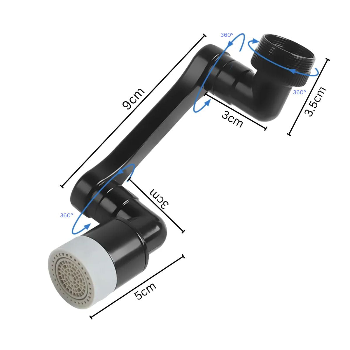 Extensie pivotanta pentru robinet, 2 moduri de pulverizare, Naimeed D6193, Negru
