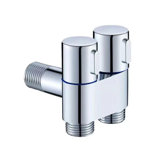 Robinet distribuitor dublu, 2 iesiri cu comutatoare independente, filet 1/2", Naimeed D6195, Argintiu