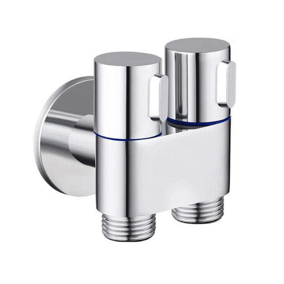 Robinet distribuitor dublu, 2 iesiri cu comutatoare independente, filet 1/2", Naimeed D6195, Argintiu