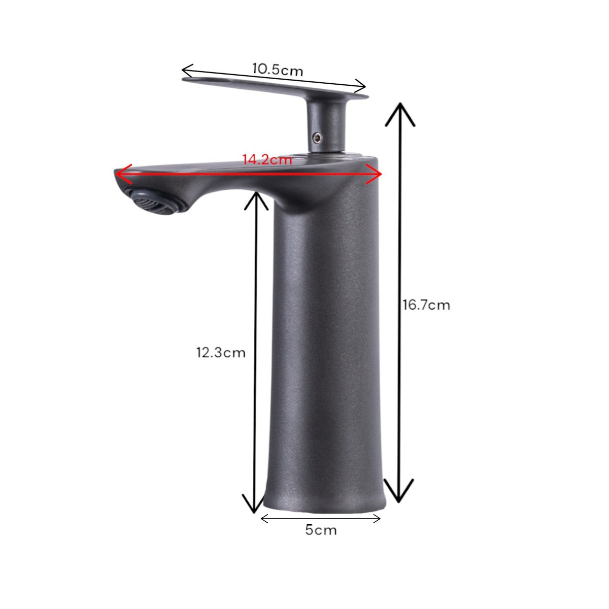 Baterie pentru baie cu design modern, Naimeed D6199, Gri mat