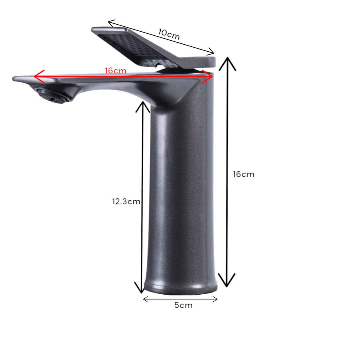 Baterie pentru baie cu design modern, Naimeed D6205, Gri mat