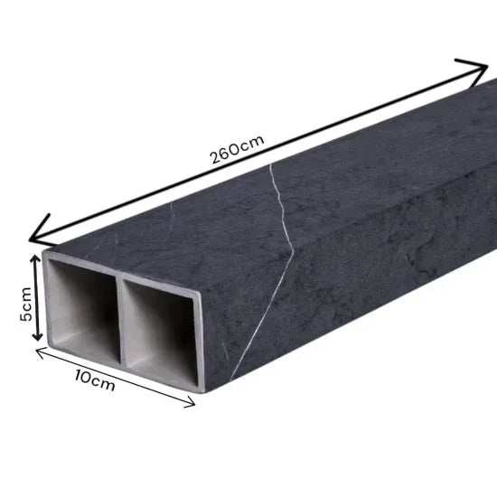 Set 5 profile Rectangular Decorativ Ranforsat WPC, Naimeed D6212, 260x10x5cm, Gri marmura - 221.ro