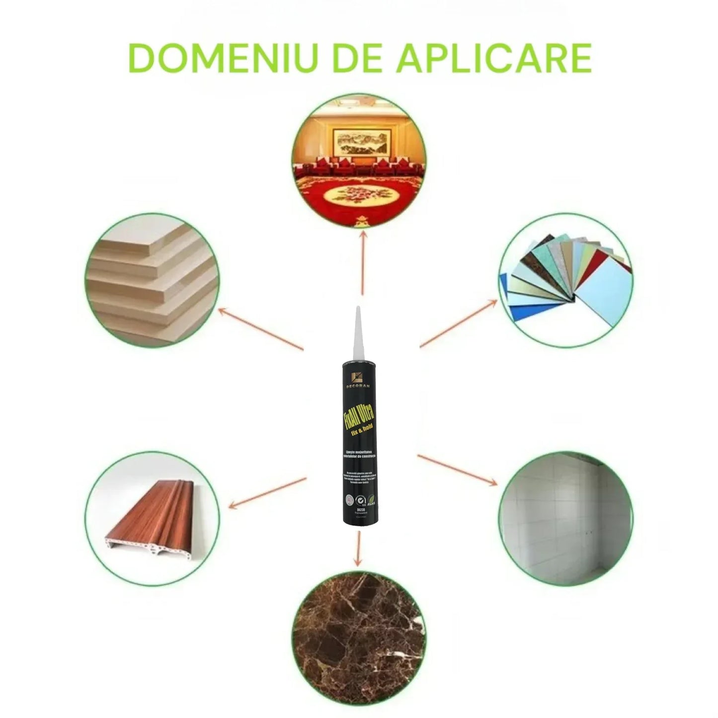 Adeziv pentru panouri decorative, WPC, riflaje, Naimeed D6230, Transparent, 310ml - 221.ro