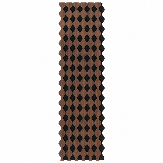 Panou riflaj acustic decorativ, MDF si pasla, Naimeed D6232, 240x30x1.8cm, Nuc