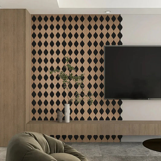 Set 3 Panouri riflaj acustic decorativ, MDF si pasla, Naimeed D6233, 240x30x1.8cm, Castan - 221.ro