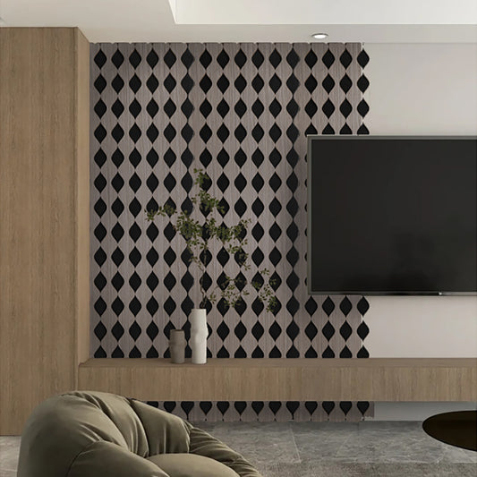 Set 3 Panouri riflaj acustic decorativ, MDF si pasla, Naimeed D6234, 240x30x1.8cm, Gri