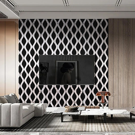 Set 6 Panouri riflaj acustic decorativ, MDF si pasla, Naimeed D6238, 240x30x1.8cm, Alb