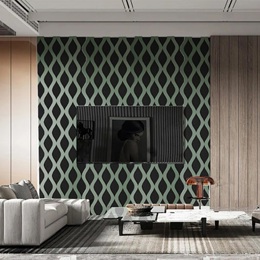 Set 3 Panouri riflaj acustic decorativ, MDF si pasla, Naimeed D6240, 240x30x1.8cm, Verde