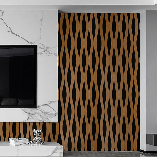 Set 6 Panouri riflaj acustic decorativ, MDF si pasla, Naimeed D6242, 240x30x1.8cm, Cires - 221.ro