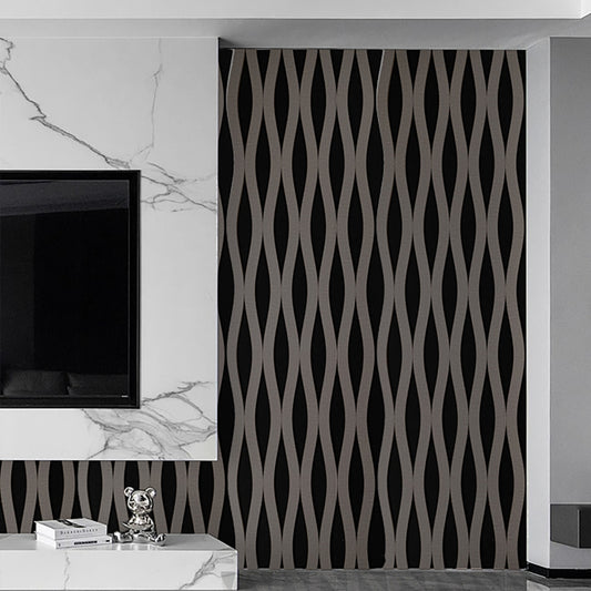 Set 3 Panouri riflaj acustic decorativ, MDF si pasla, Naimeed D6243, 240x30x1.8cm, Gri