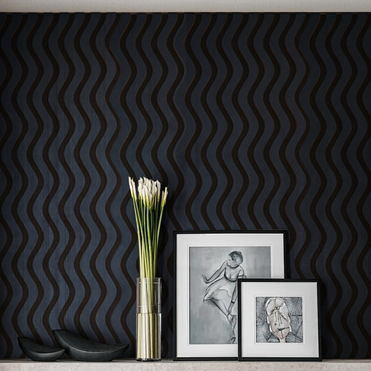 Set 3 Panouri riflaj acustic decorativ, MDF si pasla, Naimeed D6246, 240x30x1.8cm, Gri Inchis